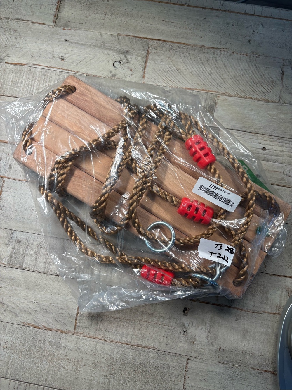 New! Wooden Swing Seat with Braided Rope